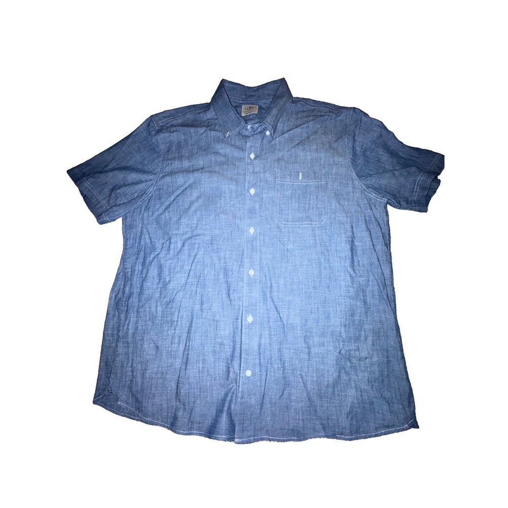 LL Bean Chambray Button Down Shirt Mens XL Blue Traditional Fit 514054